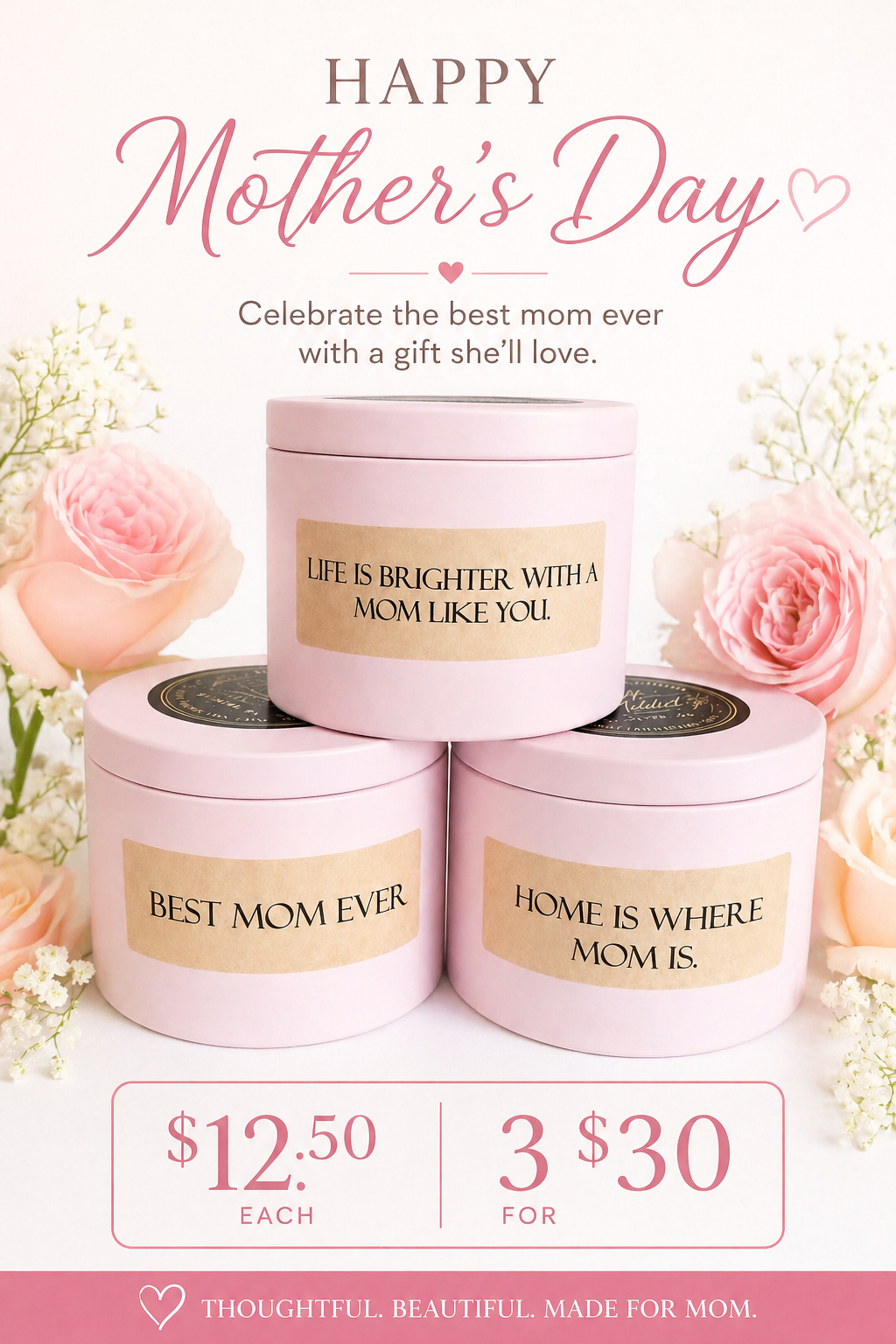 Mother's Day Candles - Pink Tins